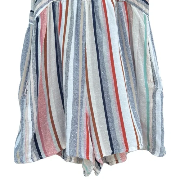 American Eagle Outfitters - Keyhole Front Striped Linen Romper - Women’s Size M - Picture 7 of 12